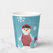 クリスマスのミスター&ミセス雪だるまとその家族 紙コップ (正面)