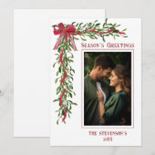 クリスマスのミスティルテオ レッド 写真 シーズンカード (正面/裏面)