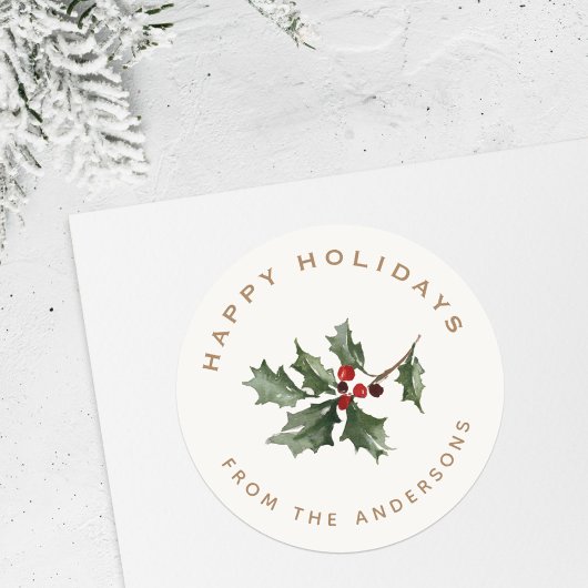 クリスマスのミストレトーファミリー名ギフト ラウンドシール