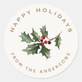 クリスマスのミストレトーファミリー名ギフト ラウンドシール (正面)