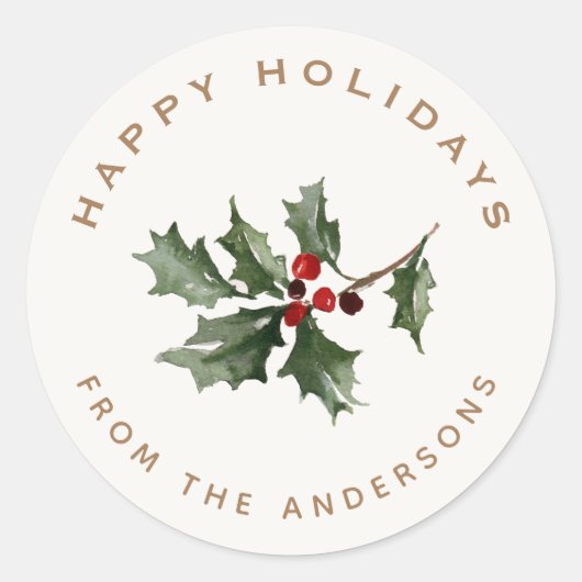 クリスマスのミストレトーファミリー名ギフト ラウンドシール (正面)