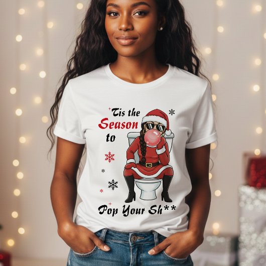 クリスマスのミセス・サンタクロース・サングラス・面白いいたずら Tシャツ