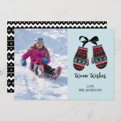 クリスマスのミッテンス暖かい願いクリスマスフォトカード シーズンカード (正面/裏面)