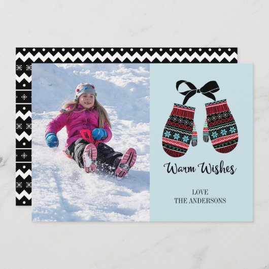 クリスマスのミッテンス暖かい願いクリスマスフォトカード シーズンカード (正面/裏面)
