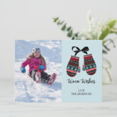 クリスマスのミッテンス暖かい願いクリスマスフォトカード シーズンカード (スタンド正面)