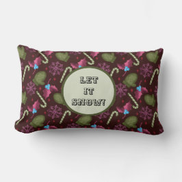クリスマスのミトンを雪に染める ランバークッション