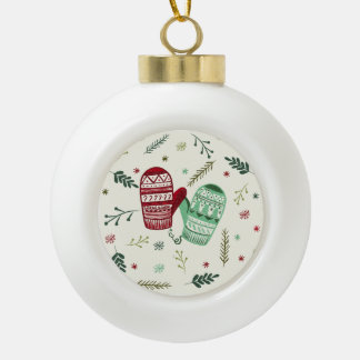 クリスマスのミトンオーナメント セラミックボールオーナメント