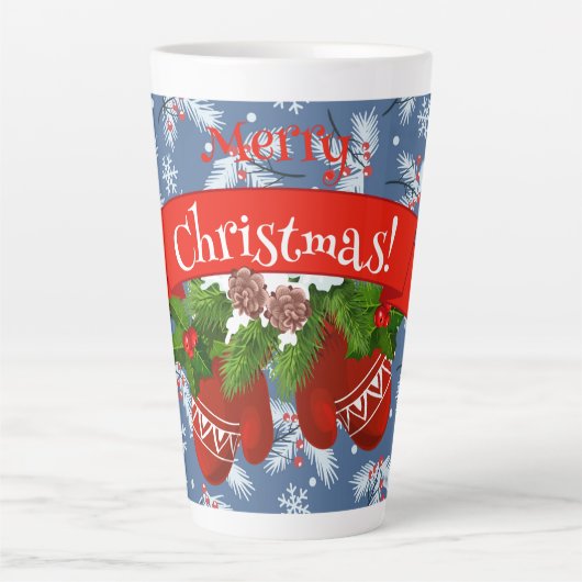 クリスマスのミトン カフェラテマグ (正面)