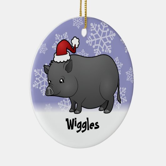 クリスマスのミニチュアのブタ セラミックオーナメント (右)