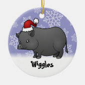 クリスマスのミニチュアのブタ セラミックオーナメント (正面)