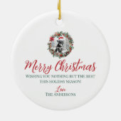 クリスマスのミニチュアシュナウザー犬の子犬サンタハット セラミックオーナメント (裏面)