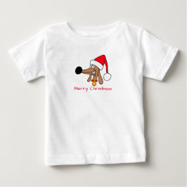 クリスマスのミニチュアダックスフンド ベビーTシャツ