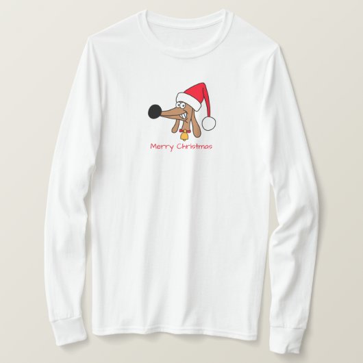 クリスマスのミニチュアダックスフンド Tシャツ (デザイン正面)