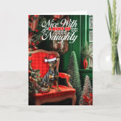 クリスマスのミニチュアピンシャーいけなドッグまたはニース シーズンカード (正面)