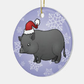 クリスマスのミニブタ セラミックオーナメント (左)