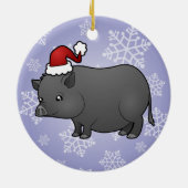 クリスマスのミニブタ セラミックオーナメント (裏面)