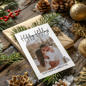 クリスマスのミニマリストパーソナライズされた写真 カード