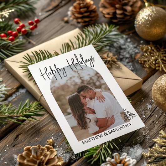 クリスマスのミニマリストパーソナライズされた写真 カード