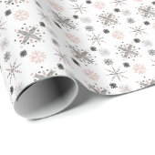 クリスマスのミニマリスト水の色ピンク&グレー ラッピングペーパー (ロールコーナー)