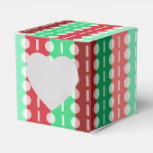 クリスマスのミニマリスト縞模様の赤い緑のハート フェイバーボックス (正面サイド)