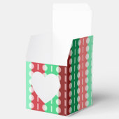 クリスマスのミニマリスト縞模様の赤い緑のハート フェイバーボックス (オープン)