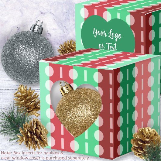 クリスマスのミニマリスト縞模様の赤い緑のハート フェイバーボックス