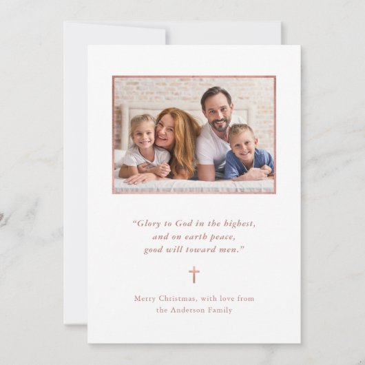 クリスマスのミニマリズム | バラ金ゴールドクロスと写真 シーズンカード (正面)