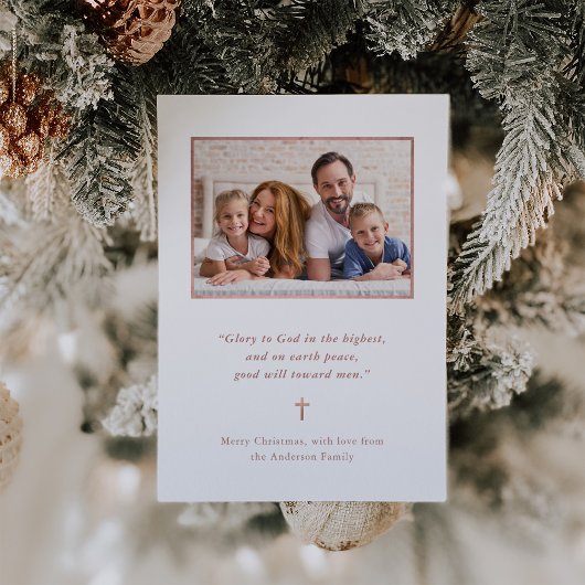 クリスマスのミニマリズム | バラ金ゴールドクロスと写真 シーズンカード