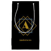 クリスマスのミニマルなモノグラムのフレームカスタム スモールペーパーバッグ (正面)