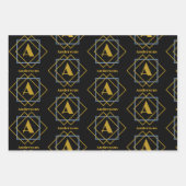 クリスマスのミニマルなモノグラムのフレームカスタム ラッピングペーパーシート (正面)