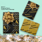 クリスマスのミニマルなモノグラムのフレームカスタム ラッピングペーパーシート
