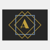 クリスマスのミニマルなモノグラムのフレームカスタム ラッピングペーパーシート (正面)