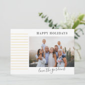クリスマスのミニマルエレガント主義金ゴールド写真Happy シーズンカード (スタンド正面)