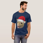 クリスマスのミーム友達で咳をする猫 Tシャツ (正面フル)