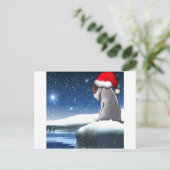 クリスマスのミーロ(ブルテリアの子犬) シーズンポストカード (スタンド正面)