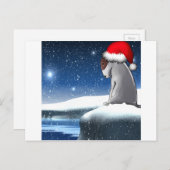 クリスマスのミーロ(ブルテリアの子犬) シーズンポストカード (正面/裏面)