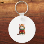 クリスマスのメインクーン アメリカンロングヘアー（4） キーホルダー (正面)