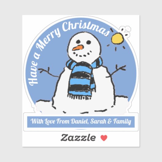 クリスマスのメッセージと雪だるま! シール (シート)