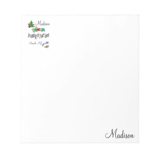 クリスマスのメモ来帳サンタは町へ ノートパッド (正面)