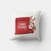 「クリスマスのメリークリスマス紙の後ろでノエルののぞき クッション (正面)