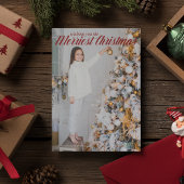 クリスマスのメリー写真を望むシック赤 シーズンカード