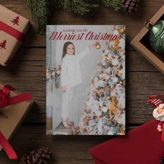 クリスマスのメリー写真を望むシック赤 シーズンカード