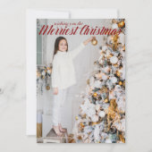 クリスマスのメリー写真を望むシック赤 シーズンカード (正面)