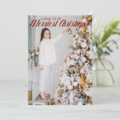 クリスマスのメリー写真を望むシック赤 シーズンカード (スタンド正面)