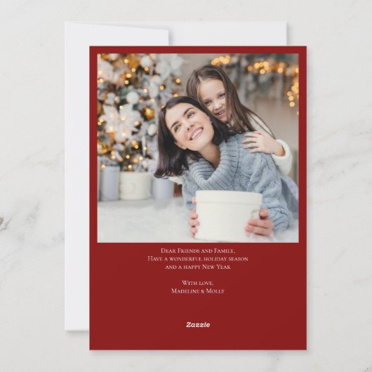 クリスマスのメリー写真を望むシック赤 シーズンカード (裏面)