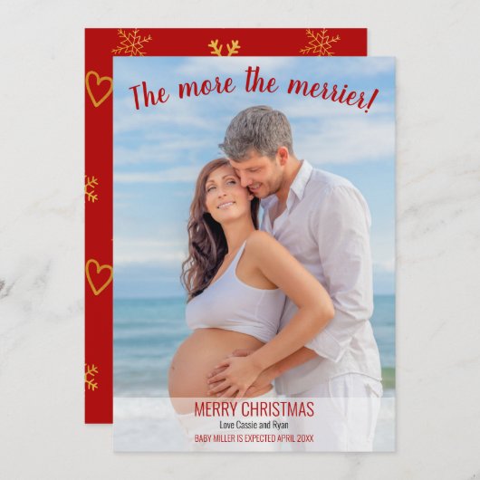 クリスマスのメリー妊娠写真 シーズンカード (正面/裏面)