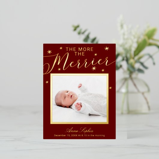 クリスマスのメリー誕生発表 箔シーズンポストカード (立ち正面)