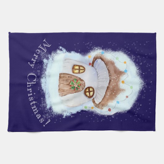 クリスマスのメルヘンハウス キッチンタオル (横)