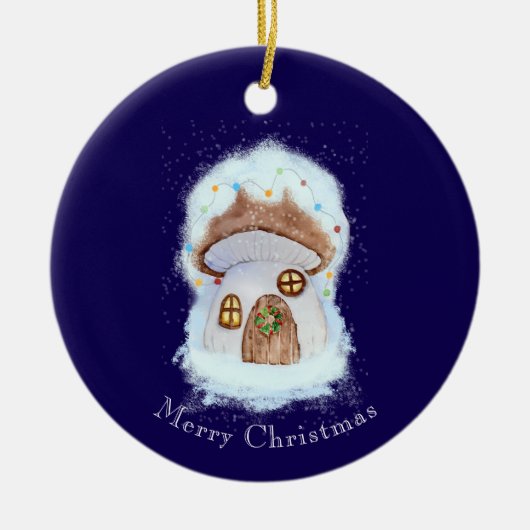 クリスマスのメルヘンハウス セラミックオーナメント (正面)