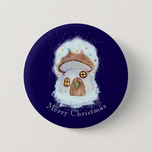 クリスマスのメルヘンハウス 缶バッジ (正面)